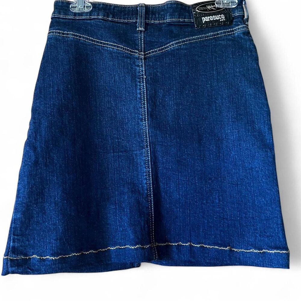 Parasuco Jeans Dark wash denim Mini Skirt W/ Contrast Stitching